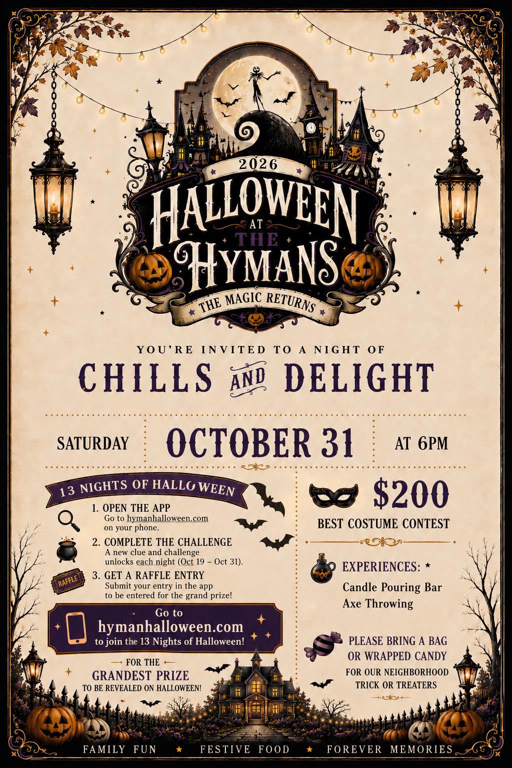 Halloween at the Hymans 2026 invitation